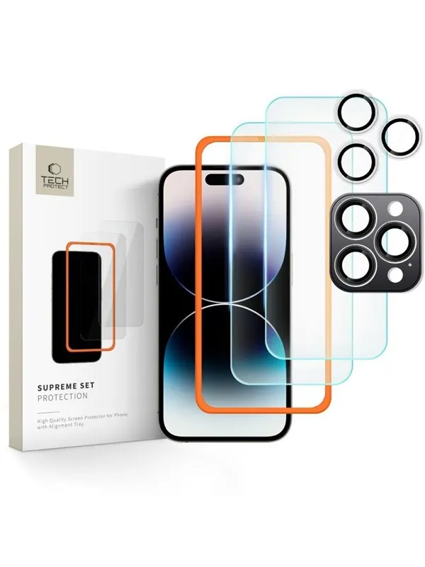 Tech-Protect Supreme Set Tempered Glass for iPhone 16 Pro Max - Clear (3 pcs)