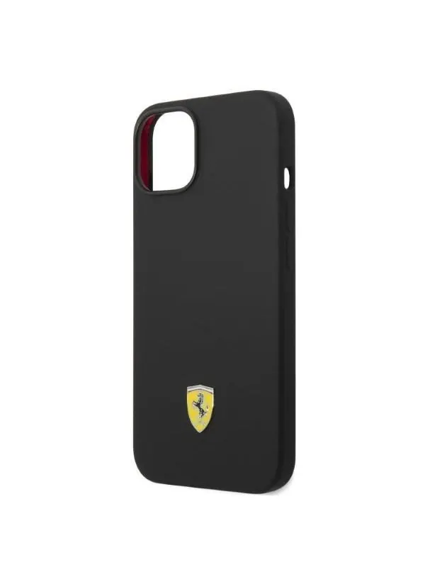 Ferrari Silicone Metal Logo Magsafe Case for iPhone 14 Plus - Black