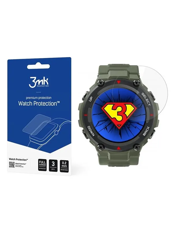 3mk Watch Protection™ v. FlexibleGlass hybrid glass on Xiaomi Amazfit T-Rex 1.3