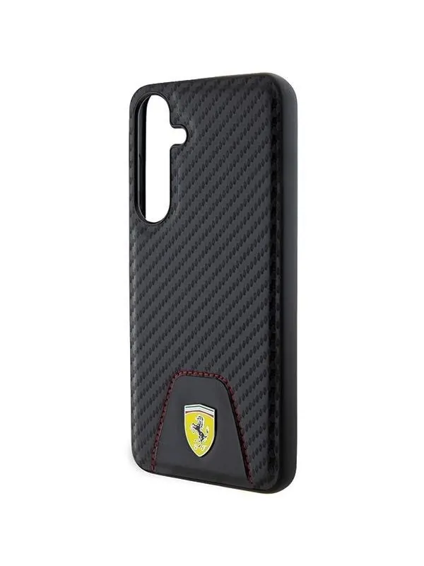 Ferrari Carbon Stitched Bottom Case for Samsung Galaxy S24+ - Black