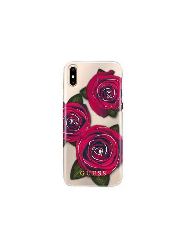 GUESS Flower Desire Red Rose iPhone X Case - Transparent