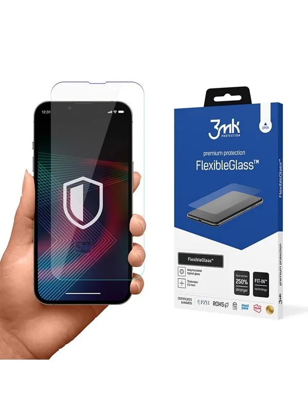 3mk Tempered glass for iPhone 14 Pro / iPhone 14 hybrid flexi 7H from the FlexibleGlass series