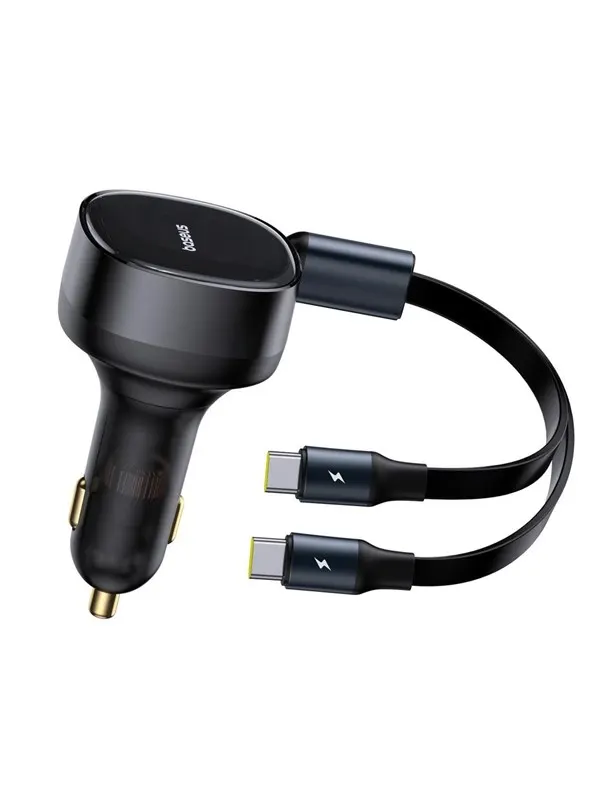 Baseus Enjoyment Retractable 2-in-1 Car Charger C+C 33W Cluster Black