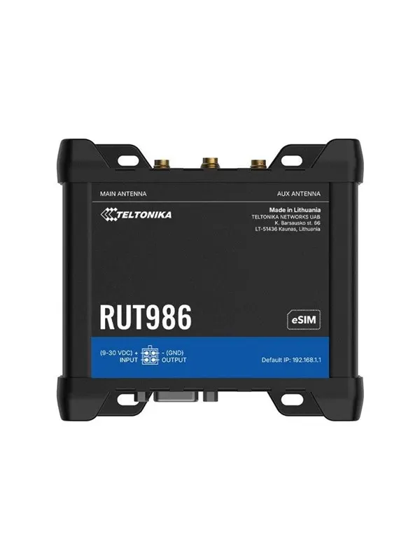 Teltonika RUT986 - wireless router - WWAN - Wi-Fi - 4G 3G 2G - DIN rail mountable surface-mountable wall-mountable - Wireless router N Standard - 802.11n