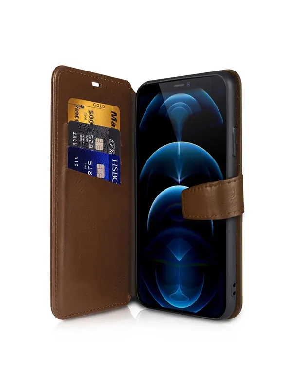 ITSKINS BOOK cover for iPhone 12 Pro Max®. Brown