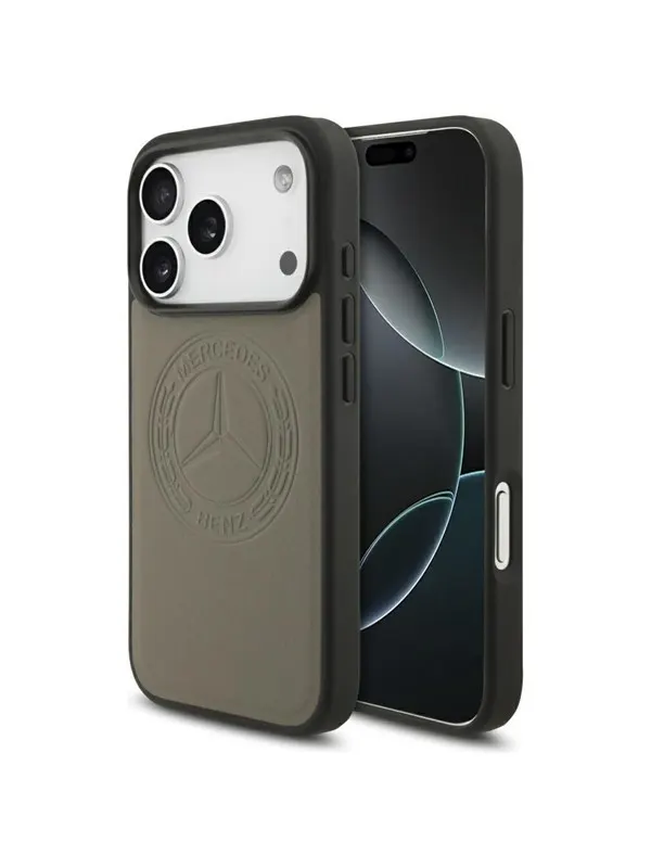 Mercedes Leather Vintage MagSafe Logo Case for iPhone 17 Pro - Beige