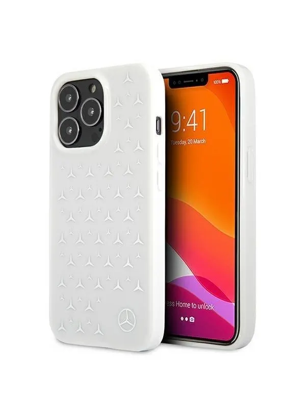 Mercedes Silver Stars Pattern Case for iPhone 13 Pro Max - White