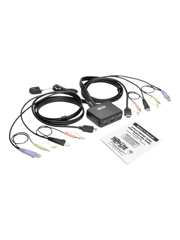 Eaton series 2-Port USB/HD Cable KVM Switch with Audio/Video Cables and USB Peripheral Sharing