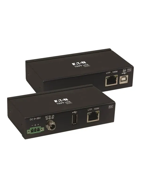 Eaton Series USB over Cat6 Extender 1-Port Industrial ESD Protection PoC - USB 2.0 Mountable 330 ft. TAA