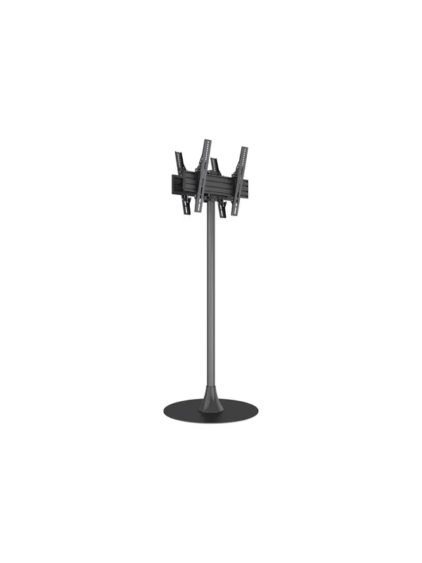 Multibrackets M stand - for 2 flat panels - single pole floorbase round B2B - black - Max 100 kg - recommended for 65"