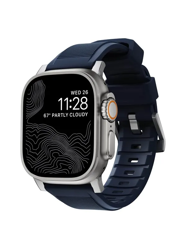 Nomad Rugged Strap - atlantic blue/silver - AW Ultra 2/1 49mm 9/8/7 45mm/6/SE/5/4 44mm/3/2/1 42mm