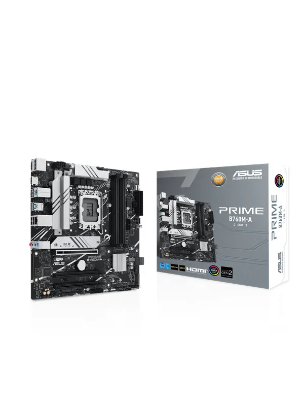 ASUS PRIME B760M-A-CSM (V2) Moderkort - Intel B760 - Intel LGA1700 - DDR5 RAM - Micro-ATX