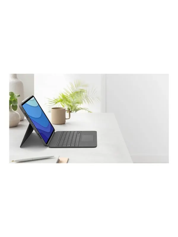 Logitech Combo Touch - keyboard and folio case - with trackpad - QWERTY - US International - oxford grey - Tastatur & Folio set - Universal - Grå