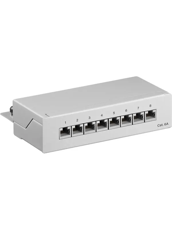 Pro CAT 6a Mini/Desktop Patch Panel 8 Port grey - ST - Grå