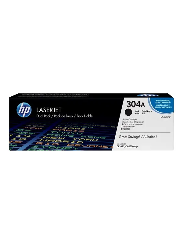 HP 304A / CC530AD Black Toner 2-Pack