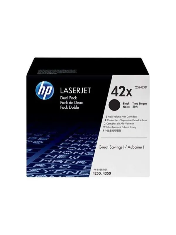 HP 42XD / Q5942XD 2-Pack High Capacity Black Toner