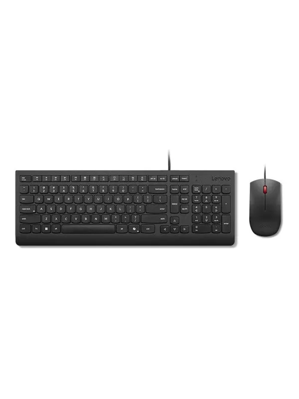 Lenovo Essential Wired Combo - keyboard and mouse set - QWERTY - US with Euro symbol - black Input Device - Tastatur & Mus set - Engelska - Svart