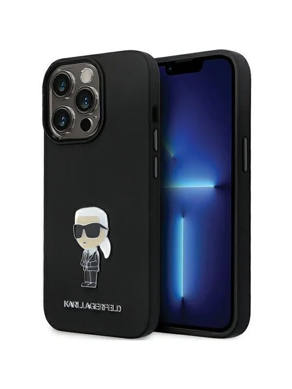 Karl Lagerfeld KLHCP14XSMHKNPK case for iPhone 14 Pro Max 6.7" - black Silicone Ikonik Metal Pin