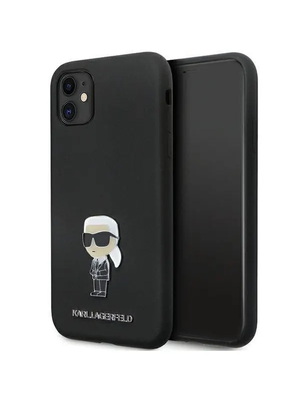 Karl Lagerfeld KLHCN61SMHKNPK case for iPhone 11 / Xr - black Silicone Ikonik Metal Pin