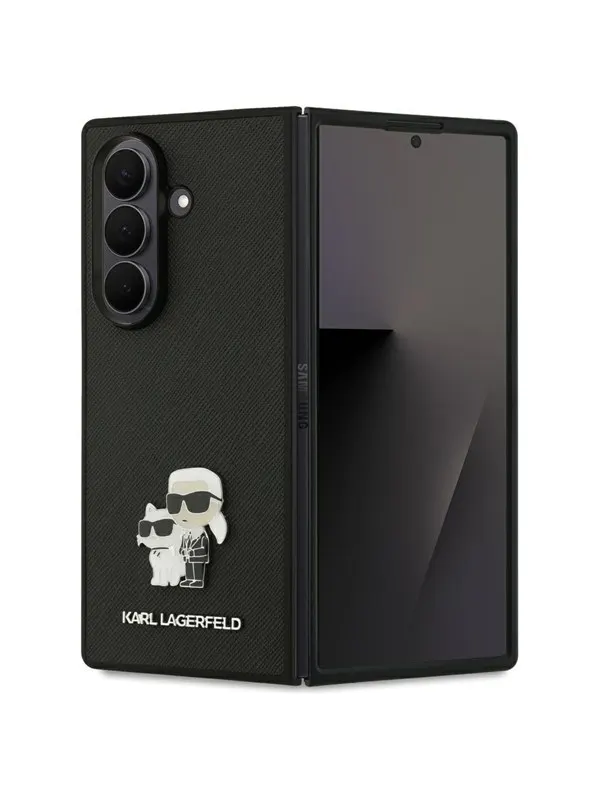 Karl Lagerfeld Saffiano Karl&Choupette Pin Case for Samsung Galaxy Z Fold7 - Black