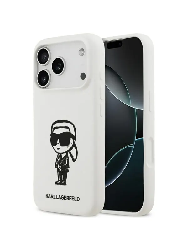 Karl Lagerfeld Silicone Karl Sketch & Logo MagSafe Case for iPhone 17 Pro - White