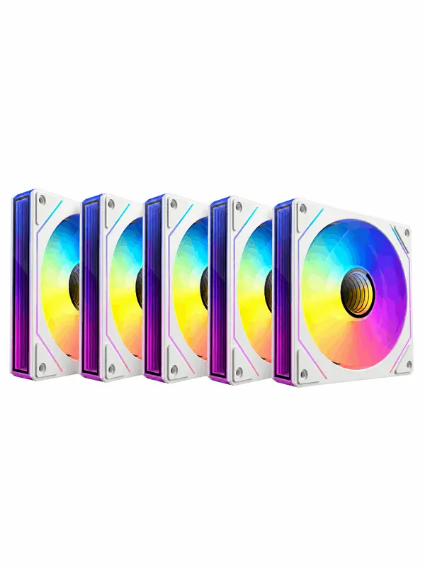 DUTZO INF 120 PWM ARGB Reverse (5-pack) - Chassi fläkt - 120mm - Vit med RGB LED - 28 dBA