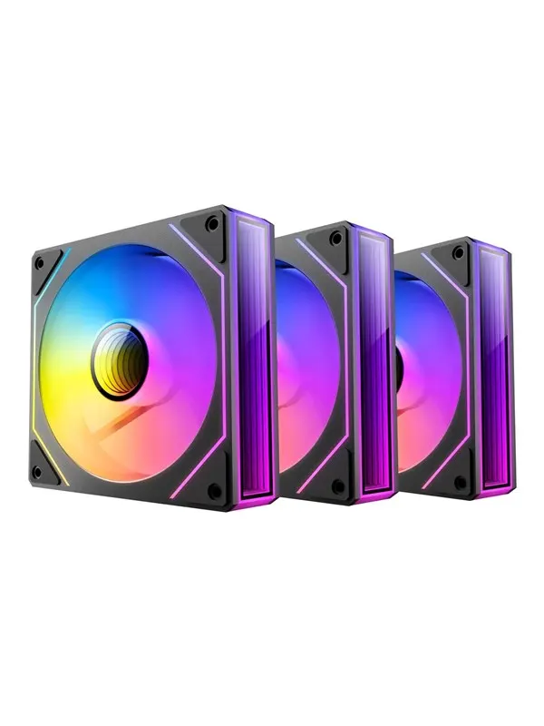 DUTZO INF 120 PWM ARGB Reverse (3-pack) - Chassi fläkt - 120mm - Svart med RGB LED - 28 dBA