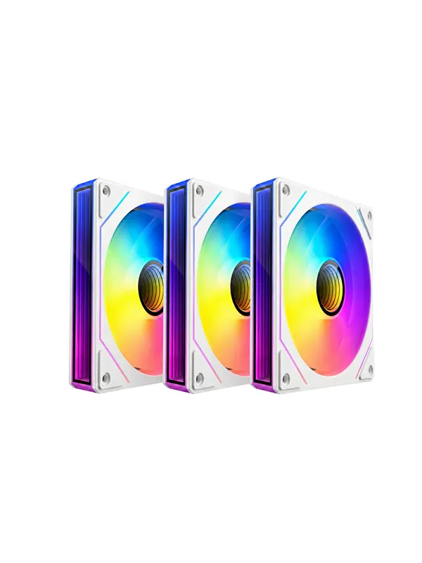 DUTZO INF 120 PWM ARGB Reverse (3-pack) - Chassi fläkt - 120mm - Vit med RGB LED - 28 dBA