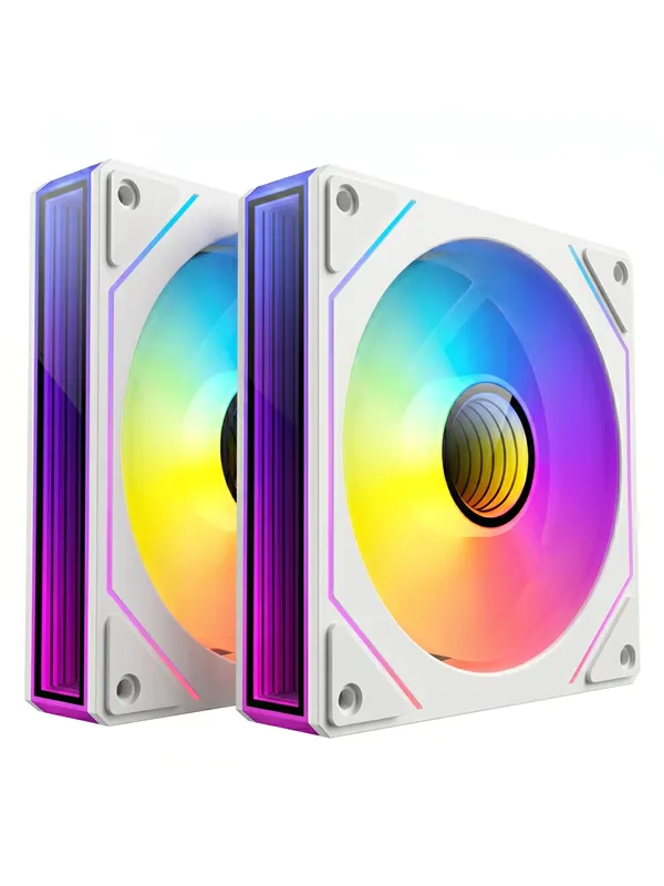 DUTZO INF 140 PWM ARGB (2-pack) - Chassi fläkt - 140mm - Vit med RGB LED - 28 dBA