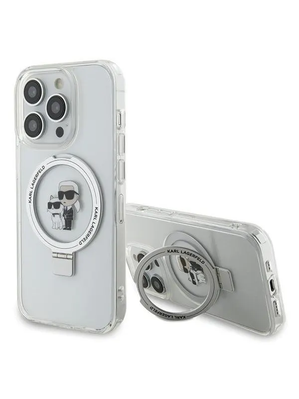 Karl Lagerfeld Ring Stand Karl&Choupette MagSafe case for iPhone 13 Pro / 13 - white