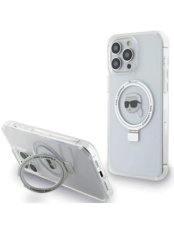 Karl Lagerfeld KLHMP15LHMRSKHH iPhone 15 Pro 6.1" white/white hardcase Ring Stand Karl Head MagSafe