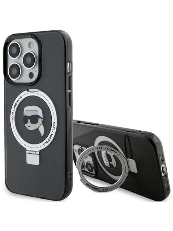 Karl Lagerfeld KLHMP15LHMRSKHK iPhone 15 Pro 6.1" black/black hardcase Ring Stand Karl Head MagSafe