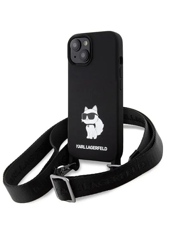 Karl Lagerfeld KLHCP15SSCBSCNK iPhone 15 6.1" hardcase black/black Crossbody Silicone Choupette