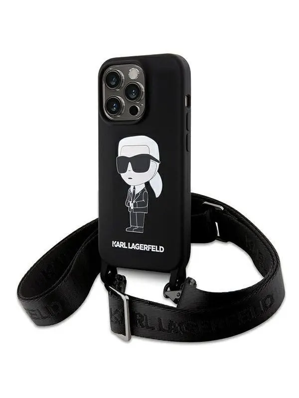 Karl Lagerfeld KLHCP15XSCBSKNK iPhone 15 Pro Max 6.7" hardcase black/black Crossbody Silicone Ikonik