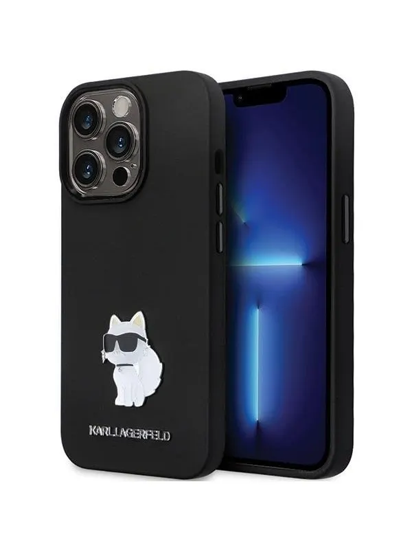 Karl Lagerfeld KLHCP13LSMHCNPK case for iPhone 13 Pro / 13 - black Silicone C Metal Pin