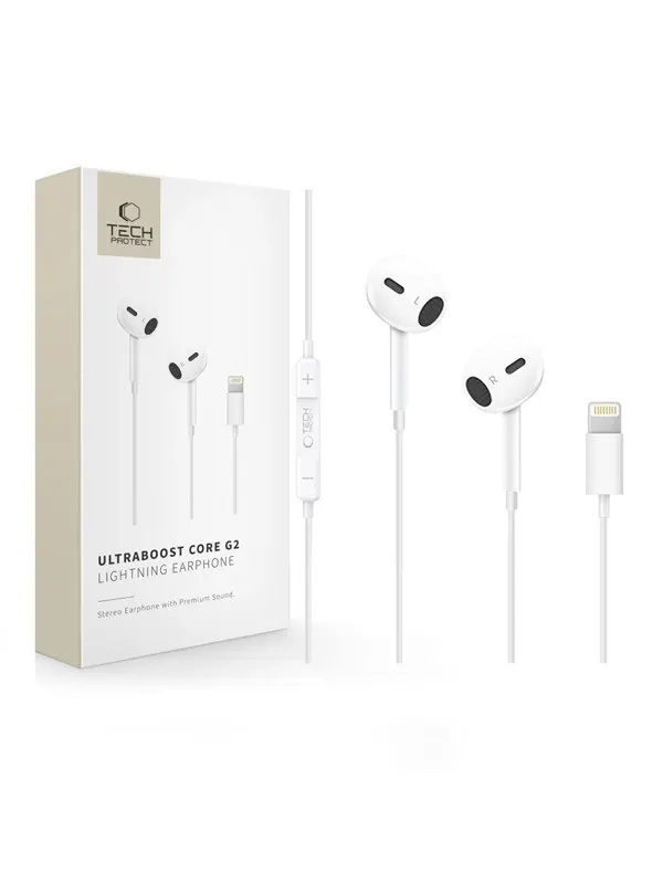 Tech-Protect Ultraboost Core G2 Lightning Headphones - White