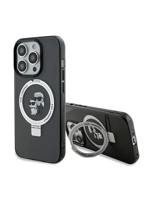 Karl Lagerfeld Ring Stand Karl&amp;Choupette MagSafe case for iPhone 13 Pro Max - black