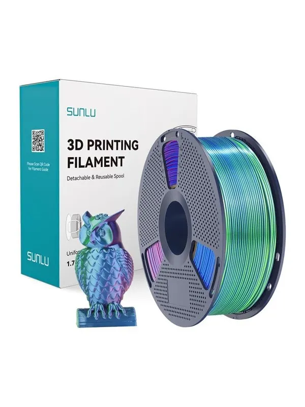 Sunlu PLA+ Silk Tri-Color Filament (blue-green-pur