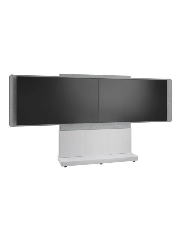 Middle Atlantic Forum stand - for 2 flat panels / video conferencing system - 66" 3 bay light finish - designer white silver grey white - TAA Compliant - Max 136 kg - recommended for 75"