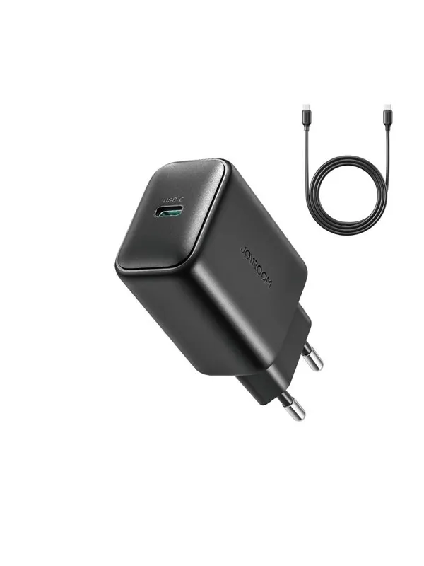 Joyroom JR-TCF23 network charger USB-C 25W SFC / PPS / PD - black + USB-C / USB-C cable 1m