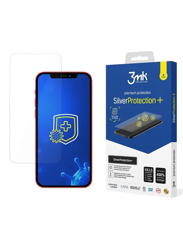 3mk Antibacterial Screen Protector for iPhone 13 from the Silver Protection+ Series