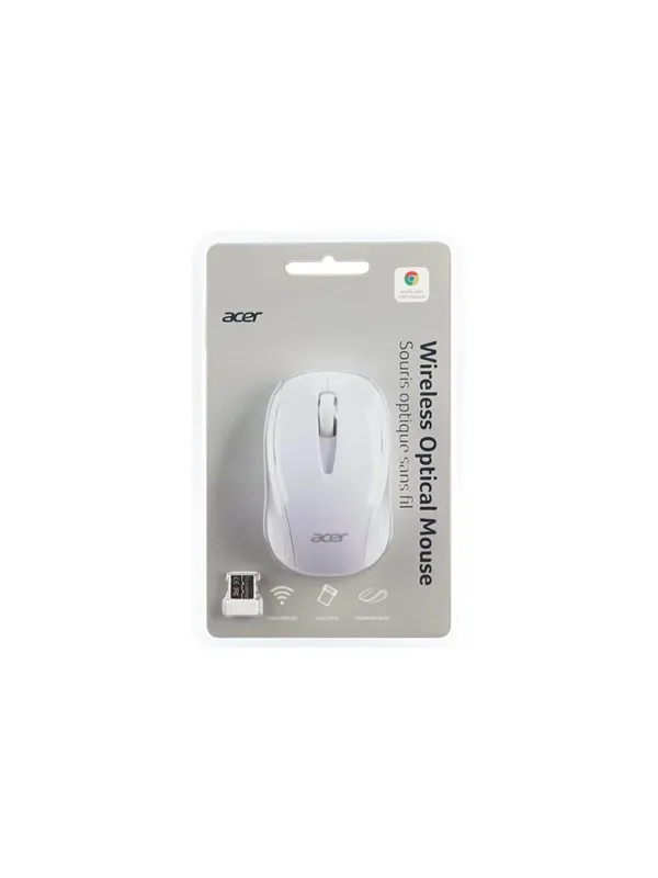 Acer AMR800 - mouse - 2.4 GHz - white - Mouse - Optic - 3 knappar - Vit