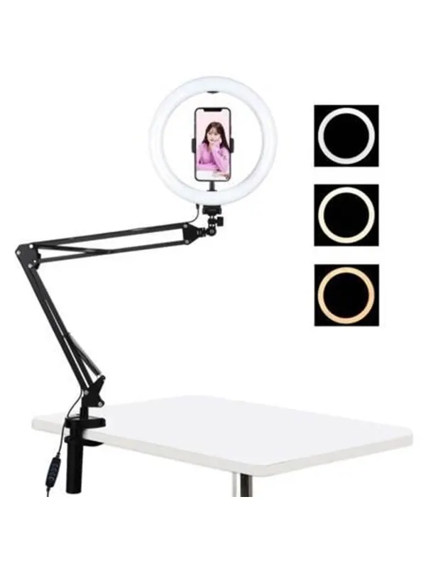 Puluz Desktop arm stand with 26cm LED Vlogging Ring PKT3090B