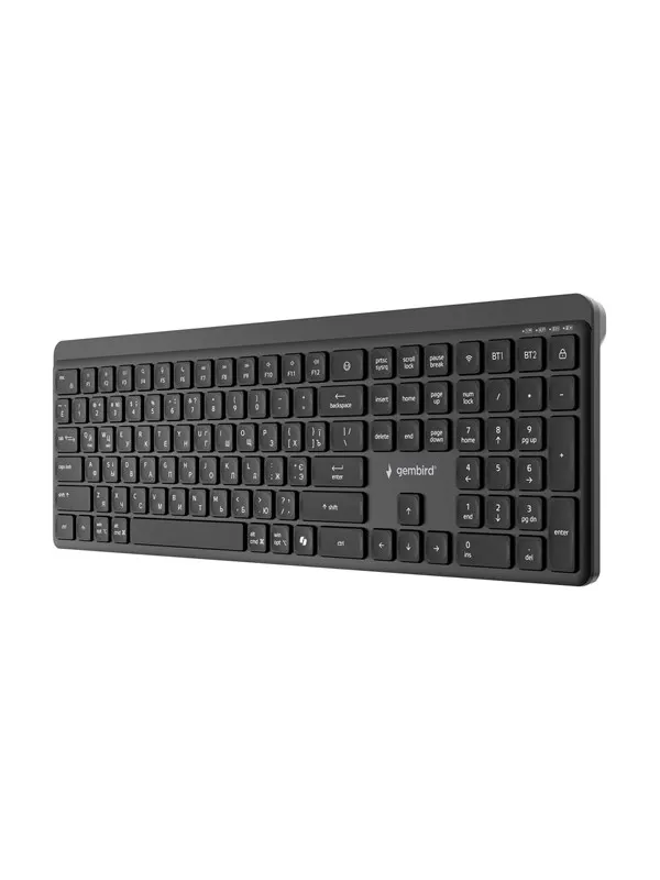 Gembird - keyboard - dual-mode pro-business slim full size - Cyrillic - black Input Device - Tangentbord - Cyrillic - Svart