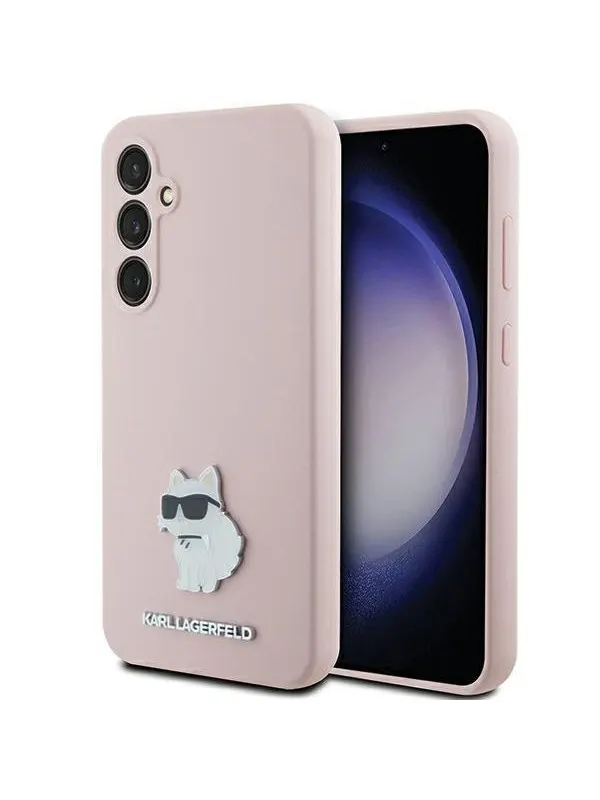 Karl Lagerfeld Silicone Choupette Metal Pin case for Samsung Galaxy S23 FE - pink