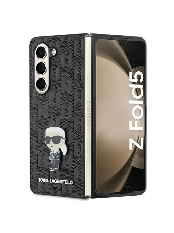 Karl Lagerfeld Saffiano Monogram Ikonik Pin case for Samsung Galaxy Z Fold 5 - black