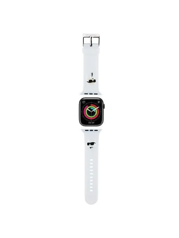 Karl Lagerfeld 3D Rubber Karl&amp;Choupette Heads strap for Apple Watch 38/40/41mm - white