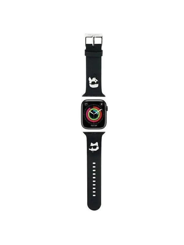 Karl Lagerfeld 3D Rubber Karl&amp;Choupette Heads strap for Apple Watch 42/44/45/49mm - black