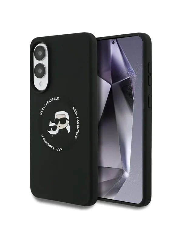 Karl Lagerfeld Silicone nauble Heads And Circle MagSafe case for Samsung Galaxy S25 Edge - black