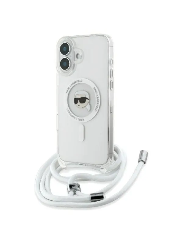 Karl Lagerfeld Crossbody IML Karl Head Magsafe Case for iPhone 16 - Clear